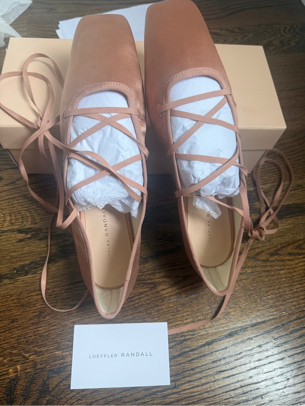 Loeffler Randal Louisa lace-up satin ballet flats Sz 10b - Picture 4 of 8